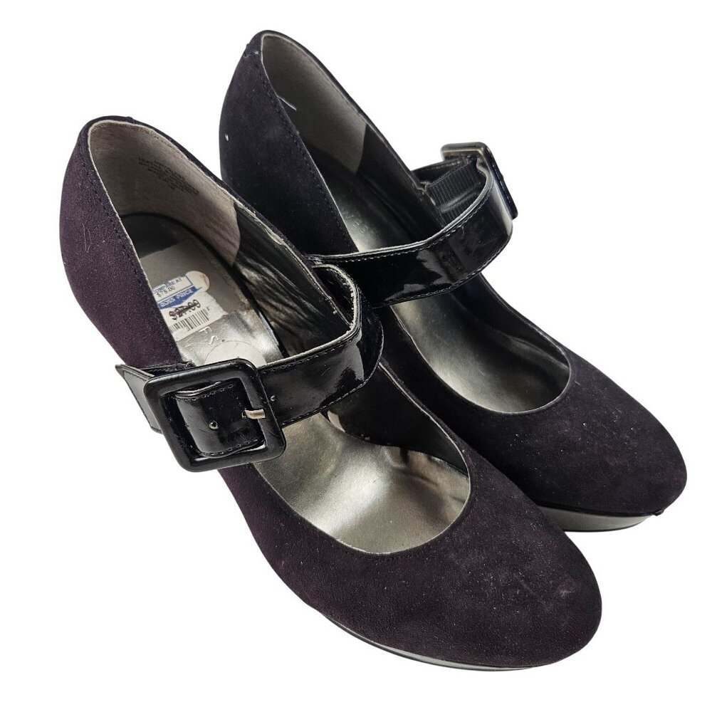 Nine West Heels Womens Sz 7 Black Mary Jane Buckle Strap Stiletto Dressy